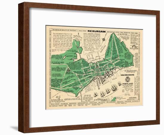 1932, Portland Historical Facts Map, Maine, United States-null-Framed Giclee Print