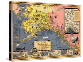1934, Alaska State Map from Steamship Line, Alaska, United States-null-Stretched Canvas