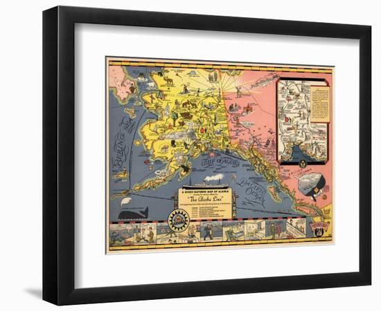 1934, Alaska State Map from Steamship Line, Alaska, United States-null-Framed Giclee Print