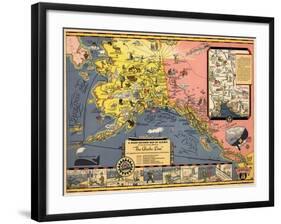 1934, Alaska State Map from Steamship Line, Alaska, United States-null-Framed Giclee Print