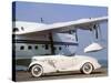1935 Auburn 851 Speedster with Sunderland flying boat-null-Stretched Canvas