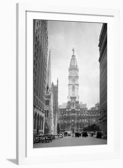 1936 View Down North Broad Street to the Philadelphia City Hall-null-Framed Photographic Print