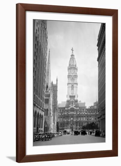 1936 View Down North Broad Street to the Philadelphia City Hall-null-Framed Photographic Print