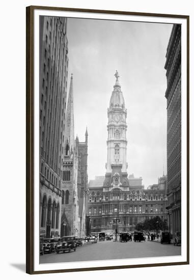 1936 View Down North Broad Street to the Philadelphia City Hall-null-Framed Premium Photographic Print