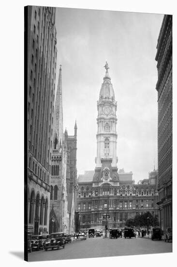 1936 View Down North Broad Street to the Philadelphia City Hall-null-Stretched Canvas
