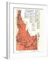 1937, Idaho State Map, Idaho, United States-null-Framed Giclee Print