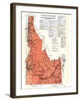 1937, Idaho State Map, Idaho, United States-null-Framed Giclee Print