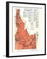 1937, Idaho State Map, Idaho, United States-null-Framed Giclee Print