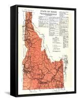 1937, Idaho State Map, Idaho, United States-null-Framed Stretched Canvas