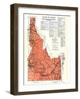 1937, Idaho State Map, Idaho, United States-null-Framed Giclee Print