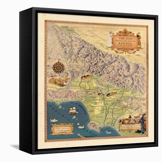 1937, Los Angeles 1937c Modern Map Depicting Old Spanish and Mexican Ranchos, California, United St-null-Framed Stretched Canvas