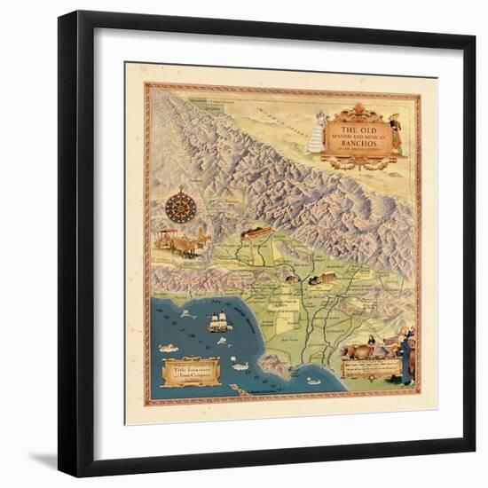 1937, Los Angeles 1937c Modern Map Depicting Old Spanish and Mexican Ranchos, California, United St-null-Framed Giclee Print