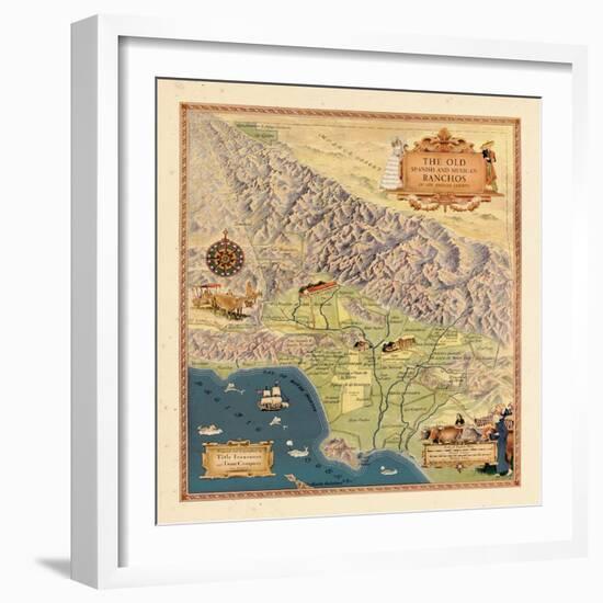 1937, Los Angeles 1937c Modern Map Depicting Old Spanish and Mexican Ranchos, California, United St-null-Framed Giclee Print