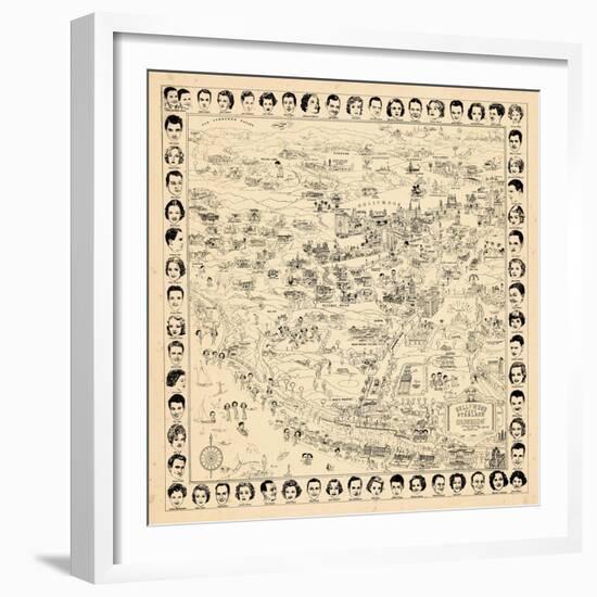 1937, Los Angeles Movie Star Map, California, United States-null-Framed Giclee Print