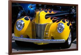 1939 1940 Ford Flame Job Painted Hot Rod Automobile Hood Headlights Grill Front Bumper-null-Framed Photographic Print