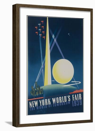 1939 New York World's Fair Poster, the World of Tomorrow, Blue-null-Framed Giclee Print