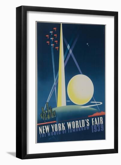 1939 New York World's Fair Poster, the World of Tomorrow, Blue-null-Framed Giclee Print