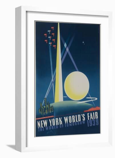 1939 New York World's Fair Poster, the World of Tomorrow, Blue-null-Framed Giclee Print