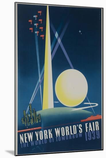 1939 New York World's Fair Poster, the World of Tomorrow, Blue-null-Mounted Giclee Print