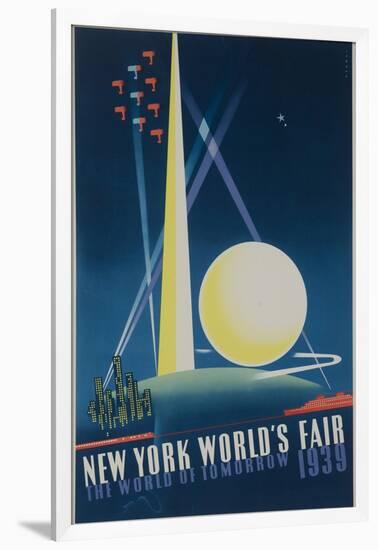 1939 New York World's Fair Poster, the World of Tomorrow, Blue-null-Framed Giclee Print