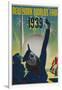 1939 New York World's Fair Poster, Woman in Blue-null-Framed Giclee Print