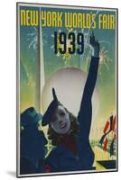 1939 New York World's Fair Poster, Woman in Blue-null-Mounted Giclee Print
