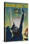 1939 New York World's Fair Poster, Woman in Blue-null-Stretched Canvas