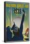 1939 New York World's Fair Poster, Woman in Blue-null-Framed Stretched Canvas