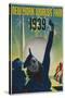 1939 New York World's Fair Poster, Woman in Blue-null-Stretched Canvas