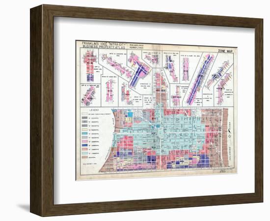 1939, Zone Map, Philadelphia, Inner City, Pennsylvania, United States-null-Framed Giclee Print