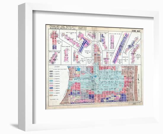 1939, Zone Map, Philadelphia, Inner City, Pennsylvania, United States-null-Framed Giclee Print