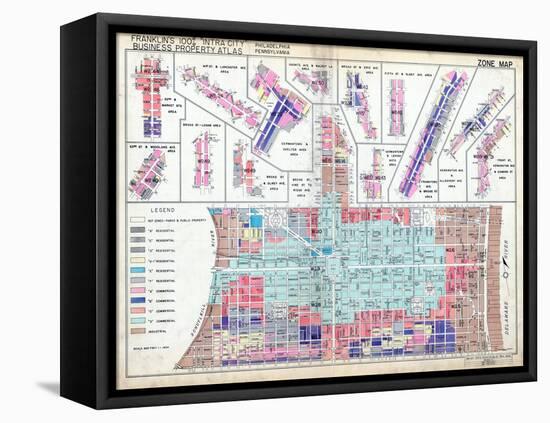 1939, Zone Map, Philadelphia, Inner City, Pennsylvania, United States-null-Framed Stretched Canvas