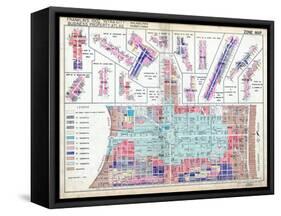 1939, Zone Map, Philadelphia, Inner City, Pennsylvania, United States-null-Framed Stretched Canvas