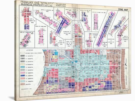 1939, Zone Map, Philadelphia, Inner City, Pennsylvania, United States-null-Stretched Canvas