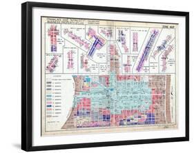 1939, Zone Map, Philadelphia, Inner City, Pennsylvania, United States-null-Framed Giclee Print