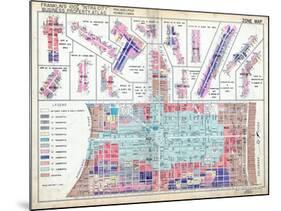 1939, Zone Map, Philadelphia, Inner City, Pennsylvania, United States-null-Mounted Giclee Print