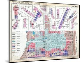 1939, Zone Map, Philadelphia, Inner City, Pennsylvania, United States-null-Mounted Giclee Print