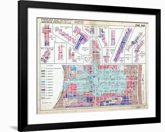 1939, Zone Map, Philadelphia, Inner City, Pennsylvania, United States-null-Framed Giclee Print