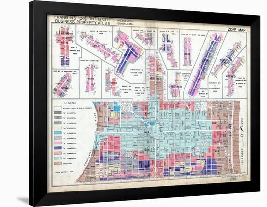 1939, Zone Map, Philadelphia, Inner City, Pennsylvania, United States-null-Framed Giclee Print