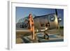 1940's Pin-Up Girl Sitting on the Wing of a World War II T-6 Texan-null-Framed Photographic Print