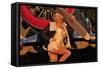 1940's Style Aviator Pin-Up Girl Posing with a Vintage T-6 Texan Aircraft-null-Framed Stretched Canvas