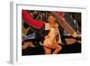 1940's Style Aviator Pin-Up Girl Posing with a Vintage T-6 Texan Aircraft-null-Framed Photographic Print