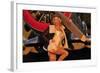 1940's Style Aviator Pin-Up Girl Posing with a Vintage T-6 Texan Aircraft-null-Framed Photographic Print