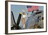 1940's Style Majorette Pin-Up Girl on a B-17 Bomber with an American Flag-null-Framed Photographic Print