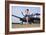 1940's Style Navy Pin-Up Girl Posing with a Vintage Corsair Aircraft-null-Framed Photographic Print