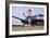 1940's Style Navy Pin-Up Girl Posing with a Vintage Corsair Aircraft-null-Framed Photographic Print