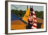 1940's Style Pin-Up Girl Leaning on the Tail Fin of a Stearman Biplane-null-Framed Photographic Print