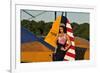 1940's Style Pin-Up Girl Leaning on the Tail Fin of a Stearman Biplane-null-Framed Photographic Print