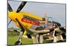 1940's Style Pin-Up Girl Lying on the Wing of a P-51 Mustang-null-Mounted Photographic Print