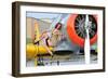 1940's Style Pin-Up Girl Posing on a T-6 Texan Training Aircraft-null-Framed Premium Photographic Print